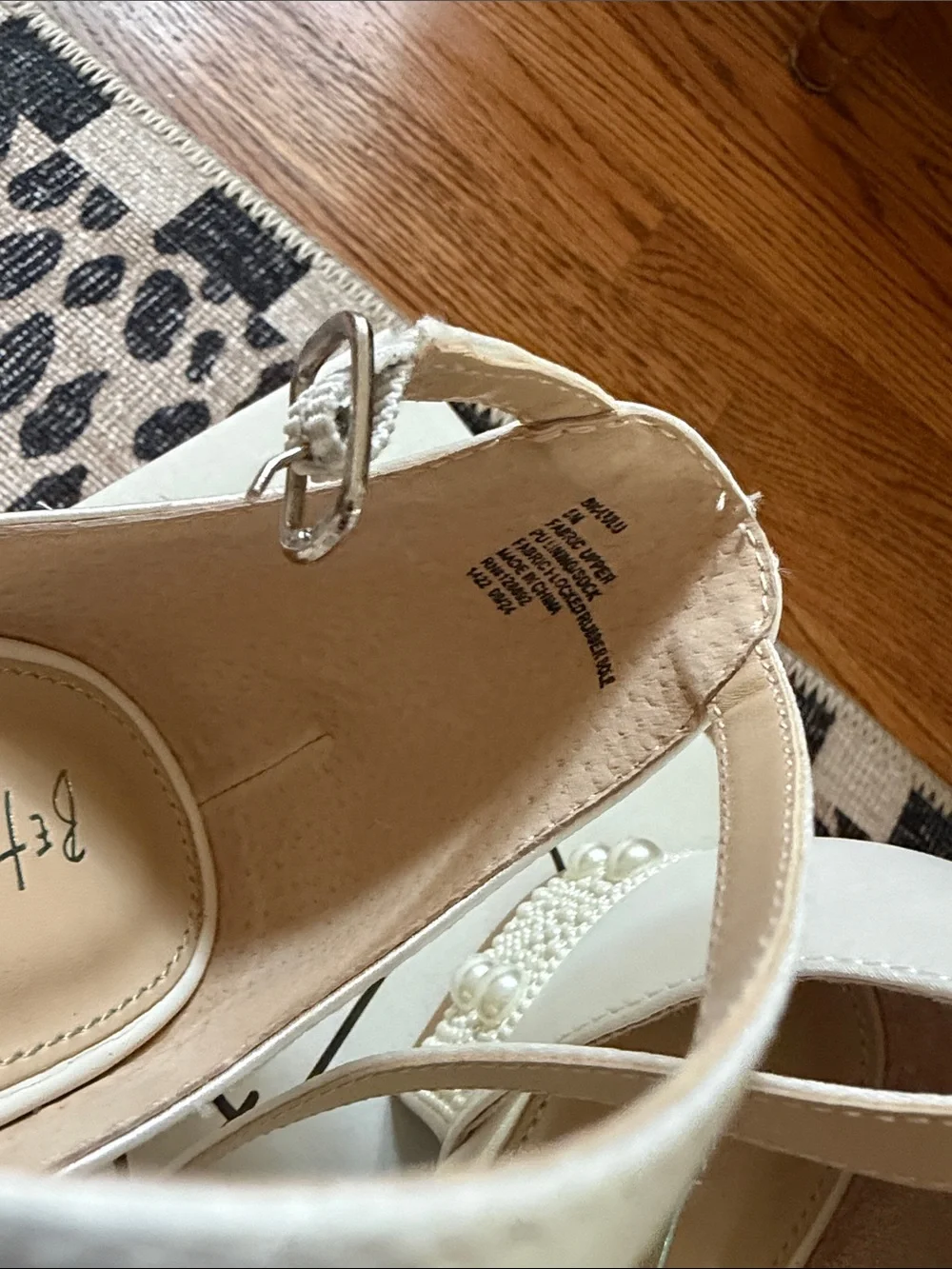 Betsey Johnson Ivory Bow Ankle-Strap Block Heel Sandals
